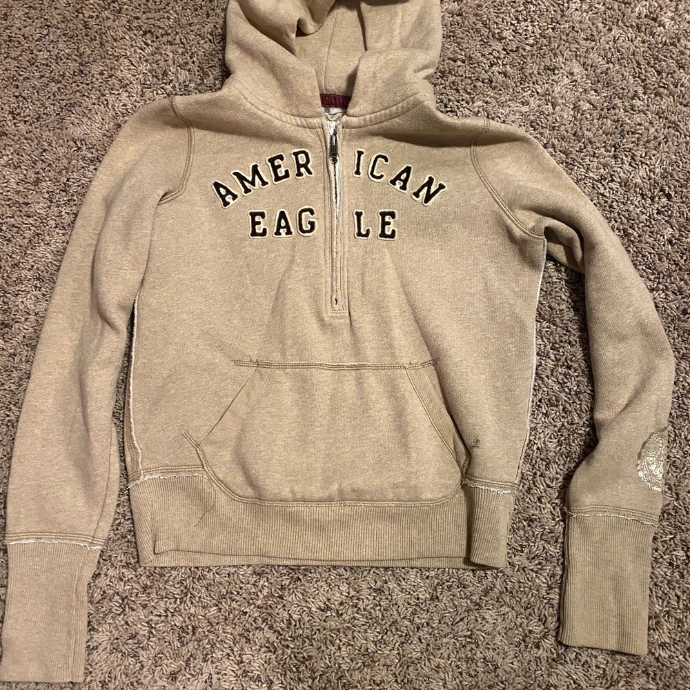 American Eagle Hoodie Tan X-Small